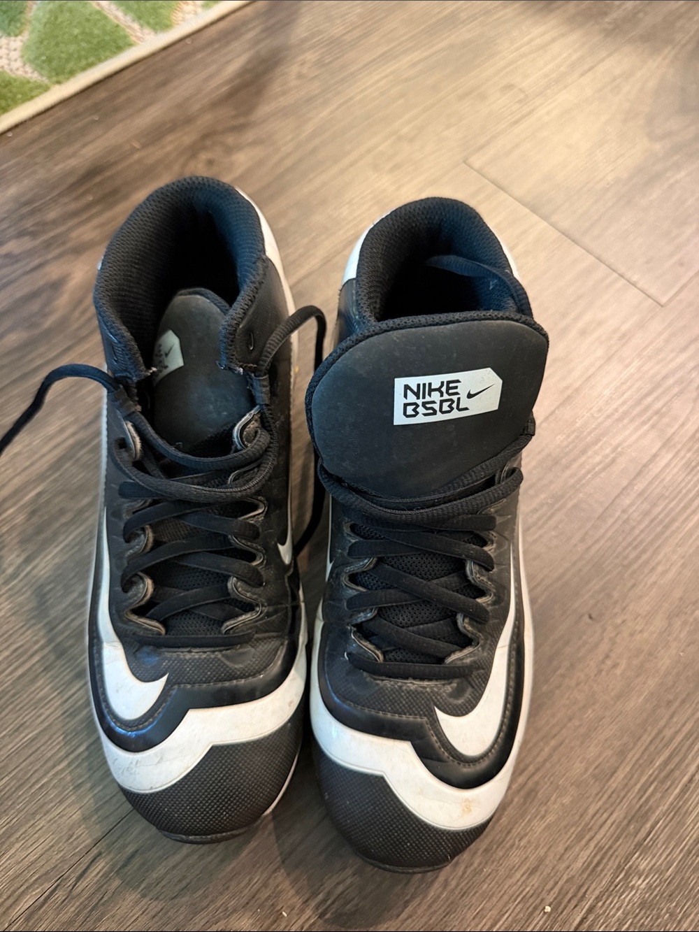 Nike Kids Black and White High-Top Baseball Shoes